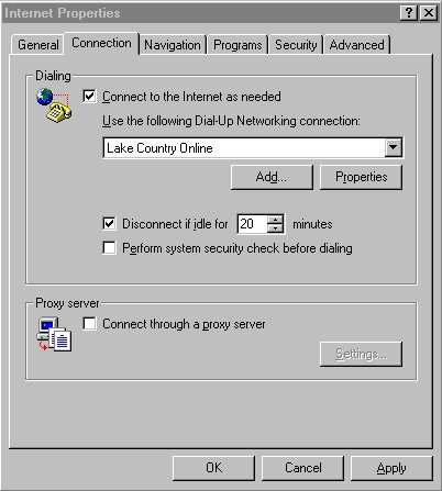 Checking Connection in Internet Properties
